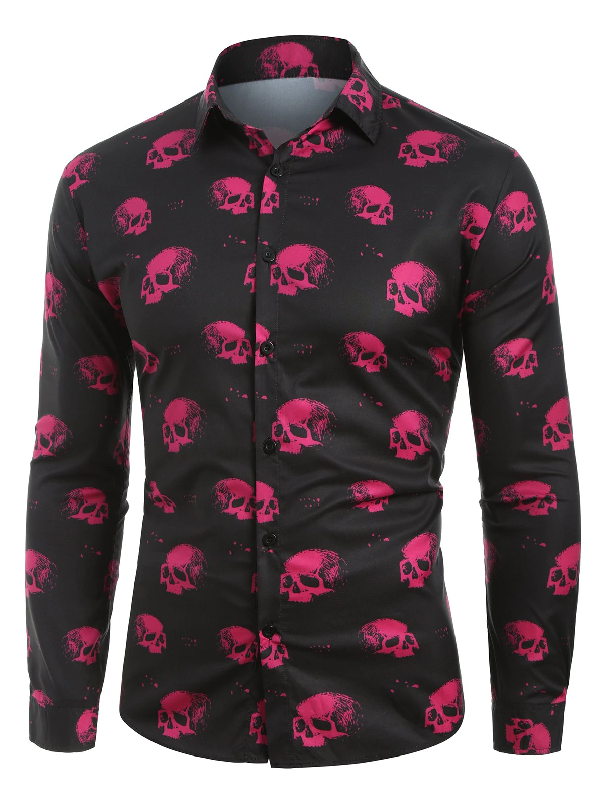 Halloween Skull Print Button Up Shirt