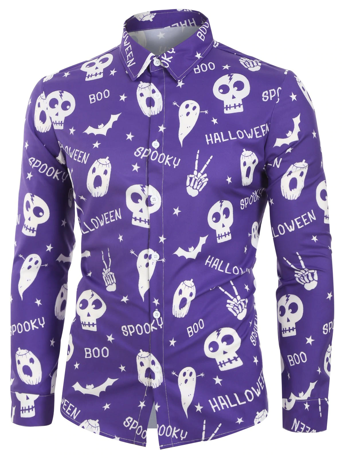 Cartoon Skull Print Long Sleeves Shirt