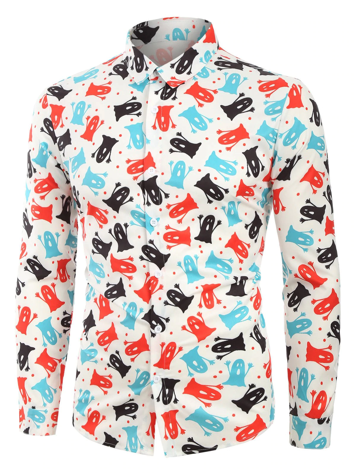 Cartoon Ghost Print Long Sleeves Shirt