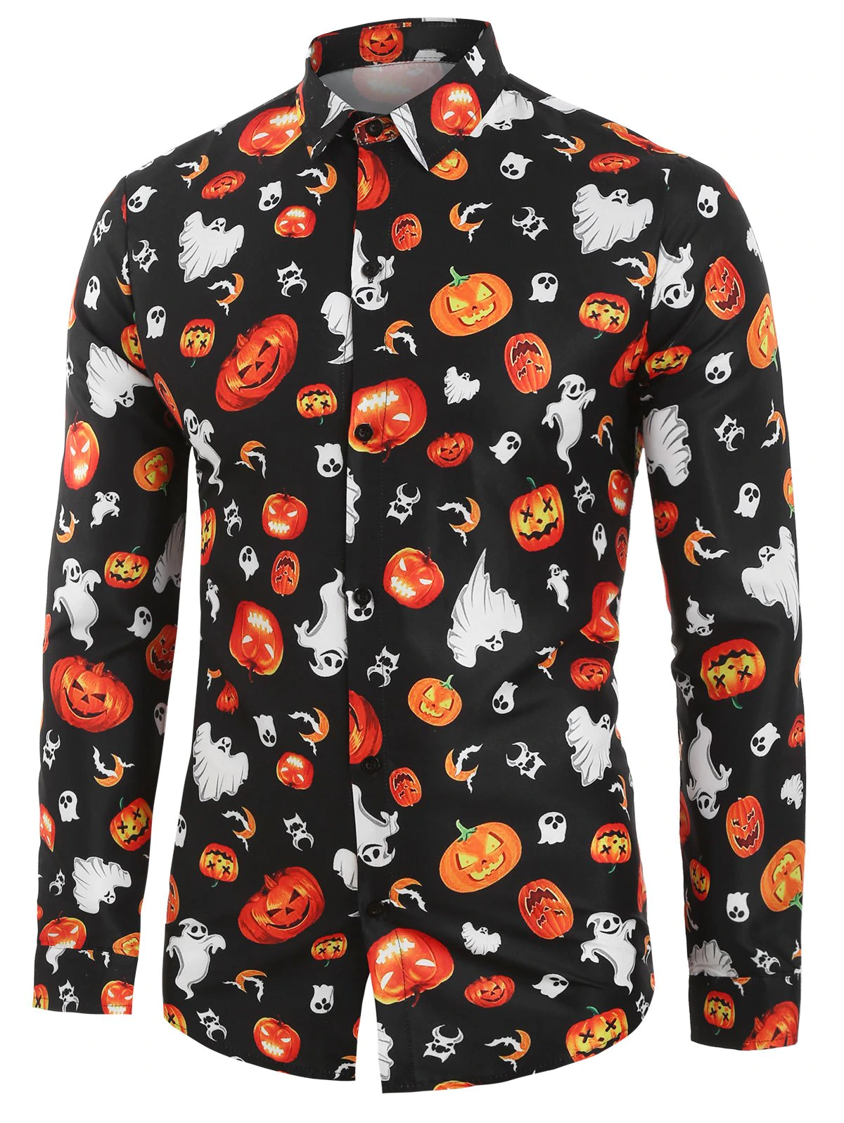 Halloween Pumpkin Print Long-sleeved Shirt