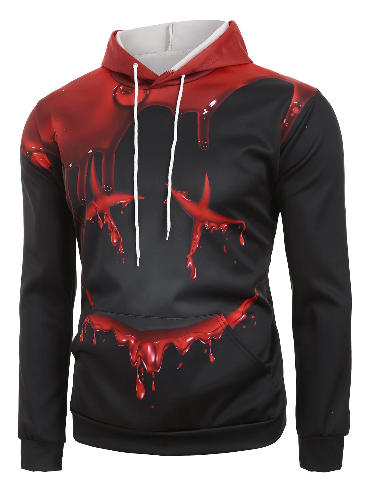 Halloween Blood Face Print Front Pocket Hoodie