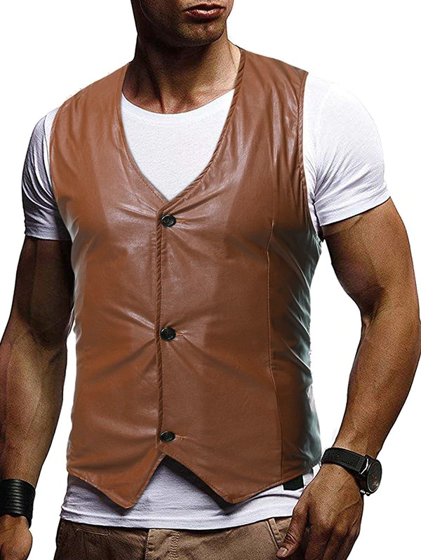 Button Up Buckle Back Business Vinyl Vest