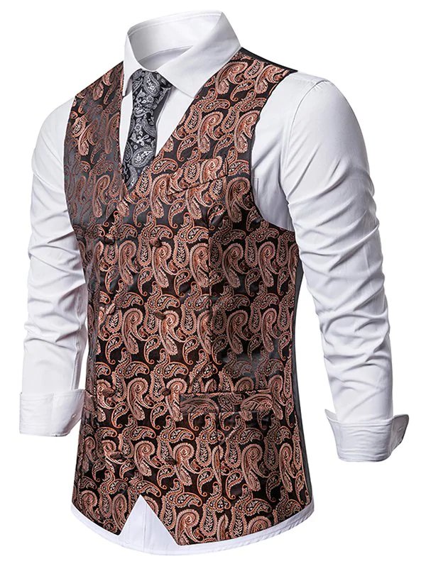 Paisley Jacquard Double Breasted Business Vest