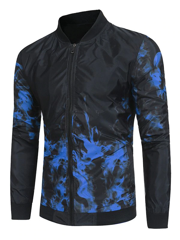 Flame Print Casual Long Sleeves Jacket