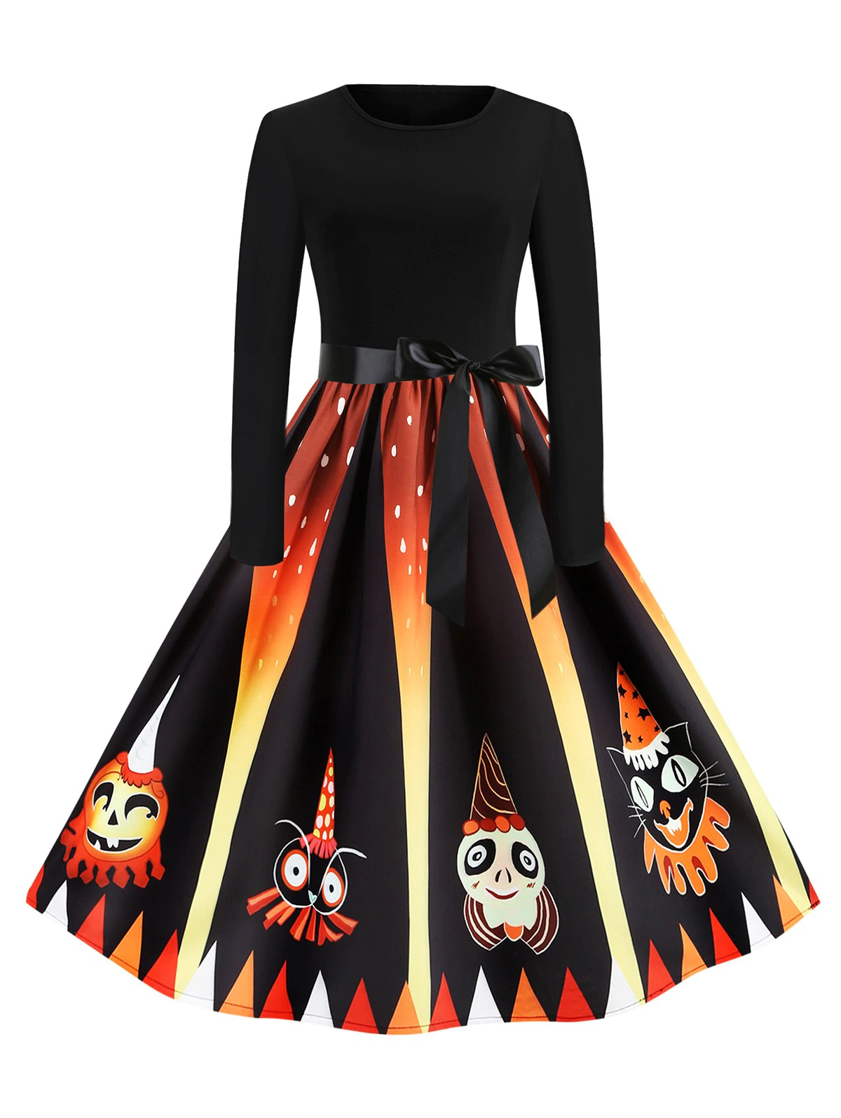 Halloween Pumpkin Devil Print Midi Dress