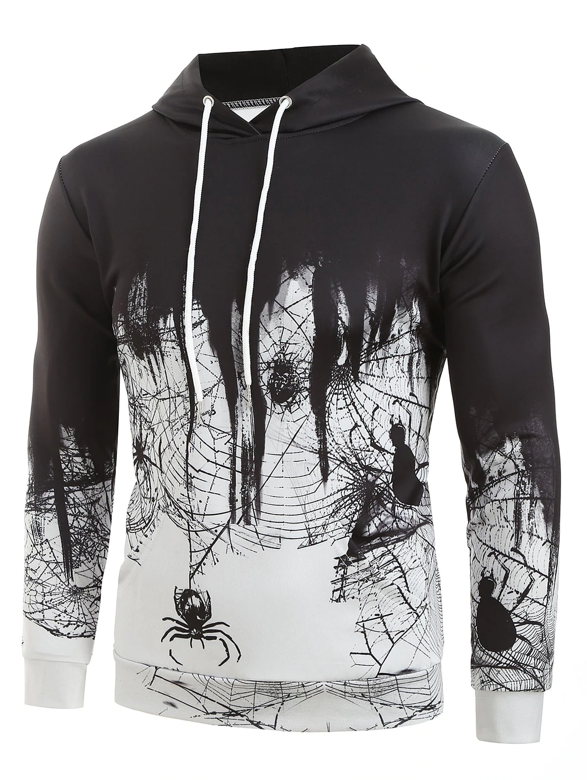 Spider Web Print Casual Hoodie