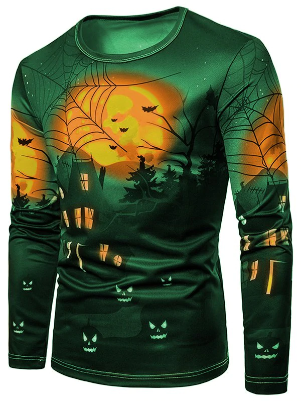 Halloween Night Scene Print Tee Shirt