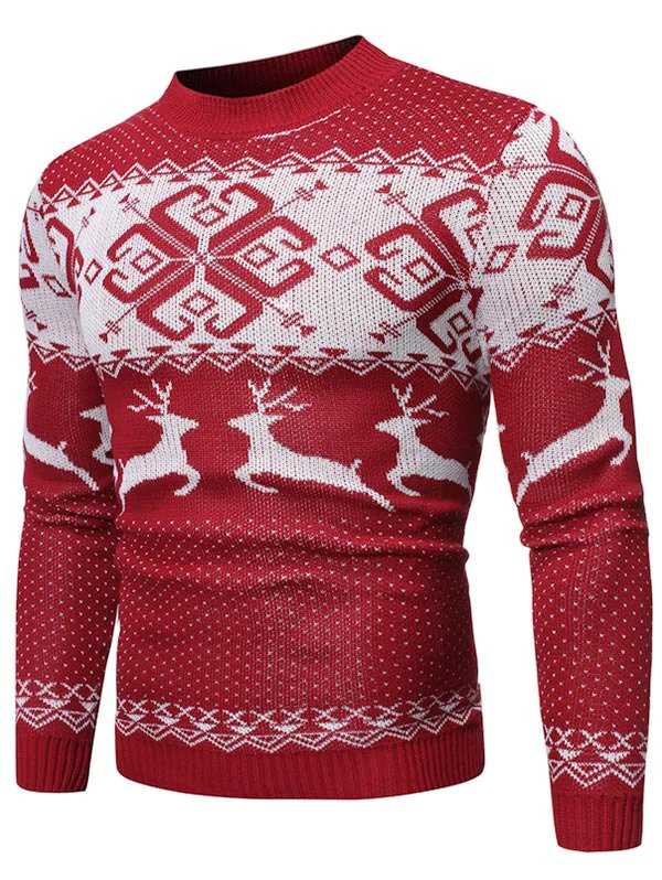 Christmas Wapiti Pattern Pullover Sweater