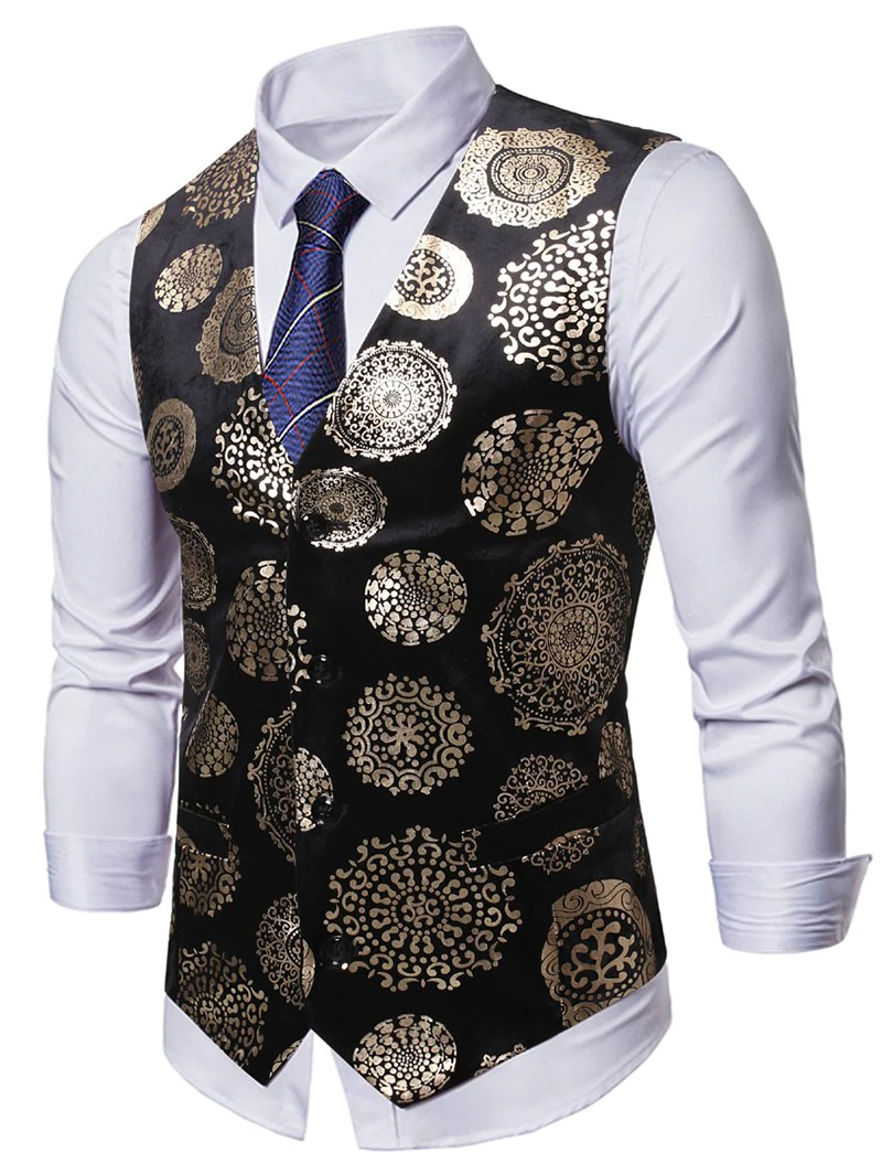 Floral Gilding Printed Casual Waistcoat