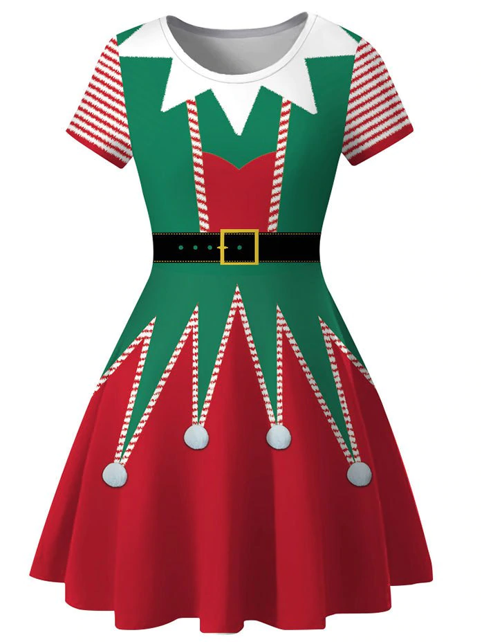 Christmas 3D Print Knee Length Dress