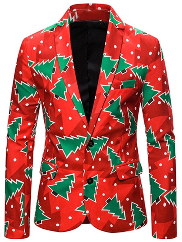 Christmas Tree Polka Dot Single Breasted Casual Blazer