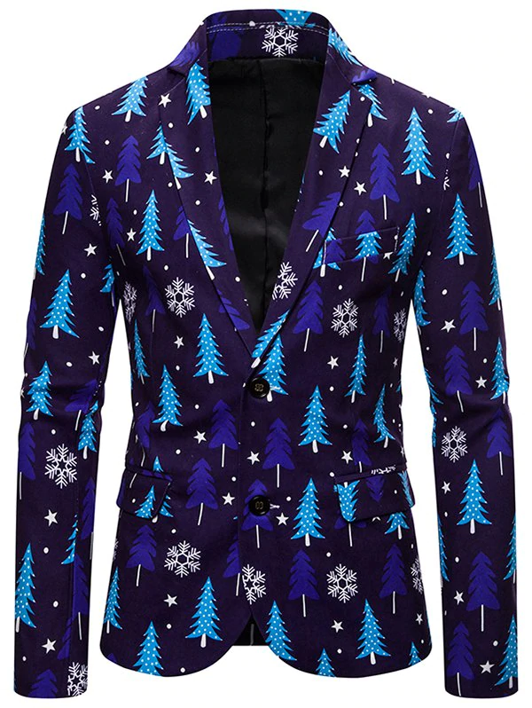 Christmas Tree Snowflake Single Breasted Casual Blazer