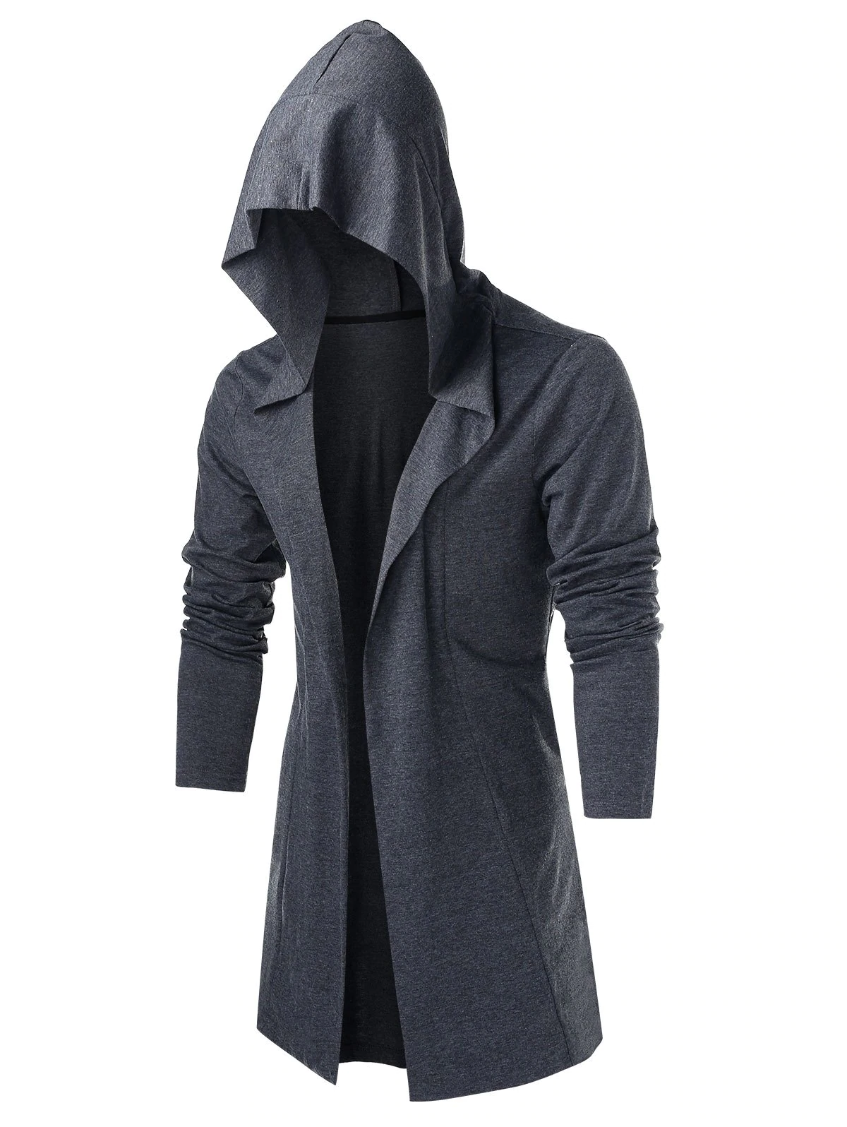 Hooded Open Front Heathered Cardigan