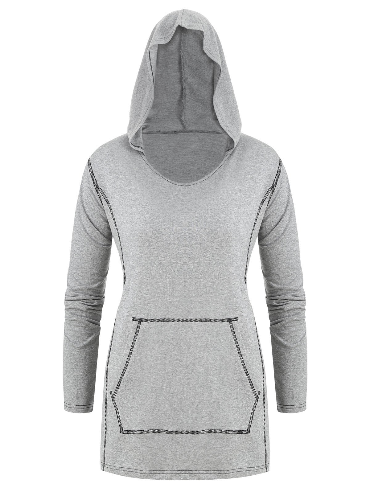 Plus Size Stitching Front Pocket Hoodie