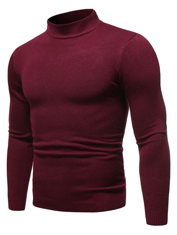 Solid Color Mock Neck Pullover Sweater