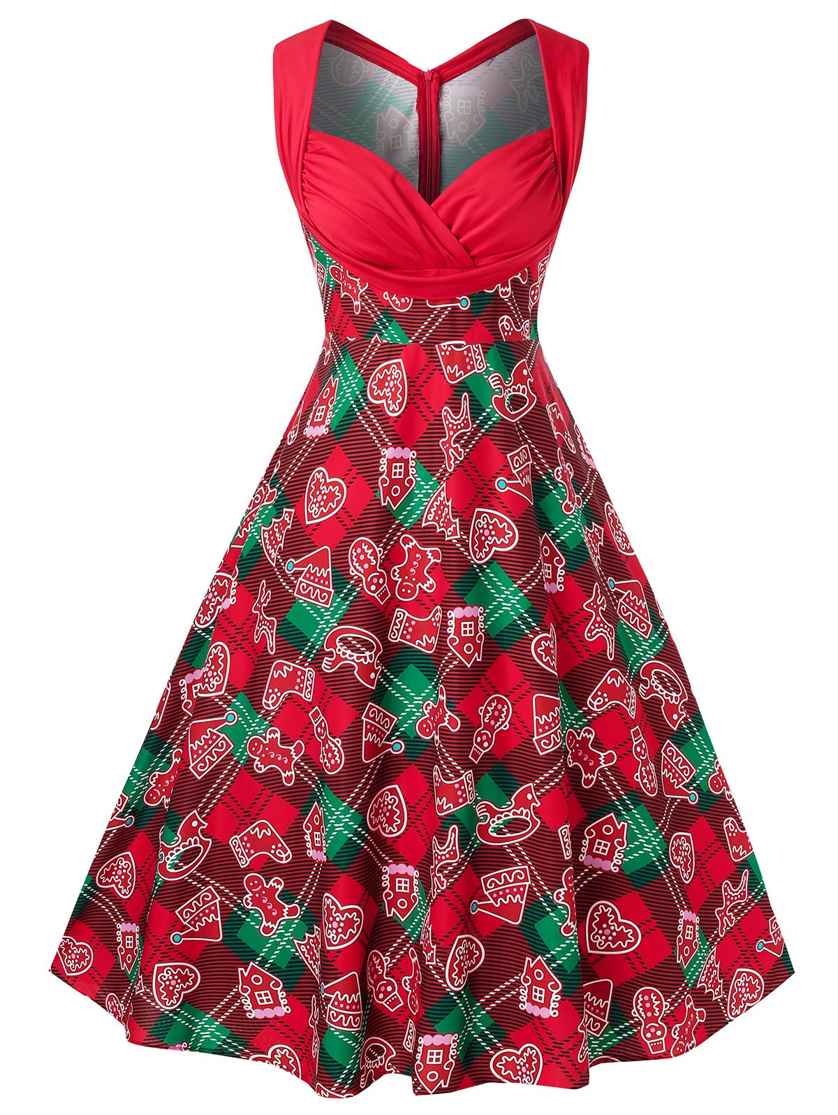 Plus Size Vintage Printed 1950s Dress