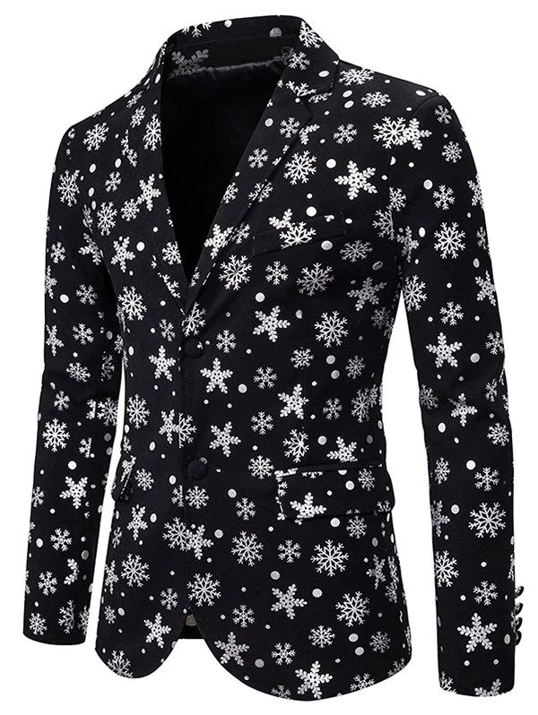 Christmas Snowflake Gilding Double Pocket Back Slit Blazer