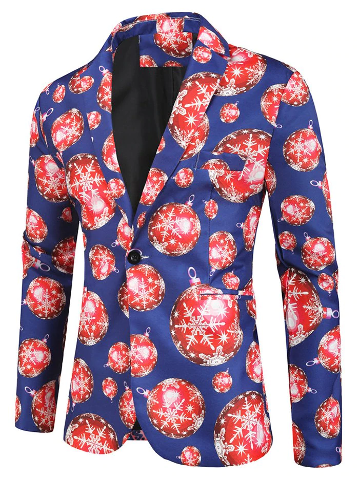 Snowflake Pattern Long-sleeved Button Blazer