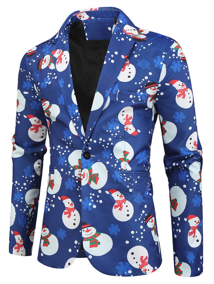 Snowman Snowflake Pattern Long-sleeved Blazer