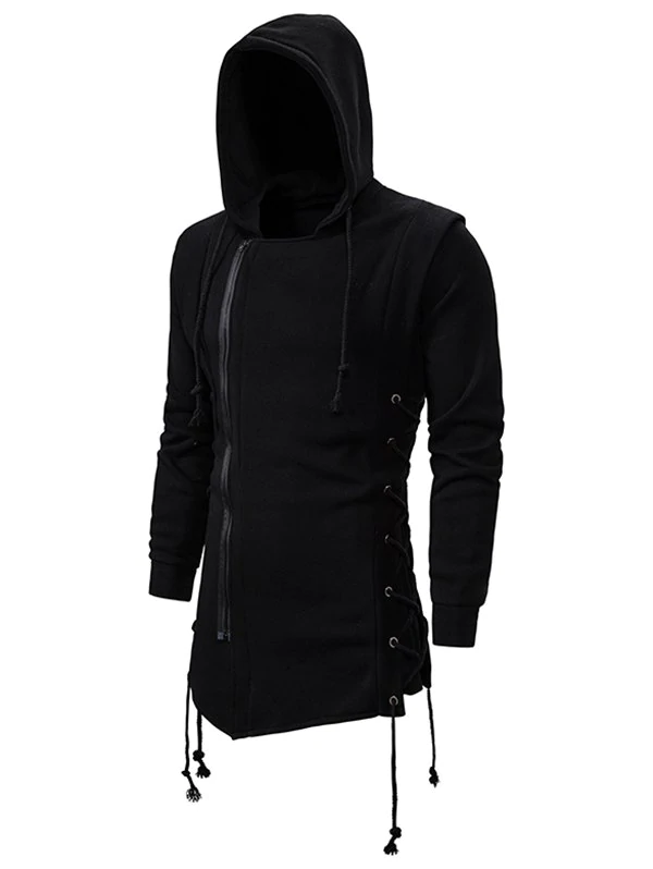 Side Lace Up Fleece Gothic Hoodie