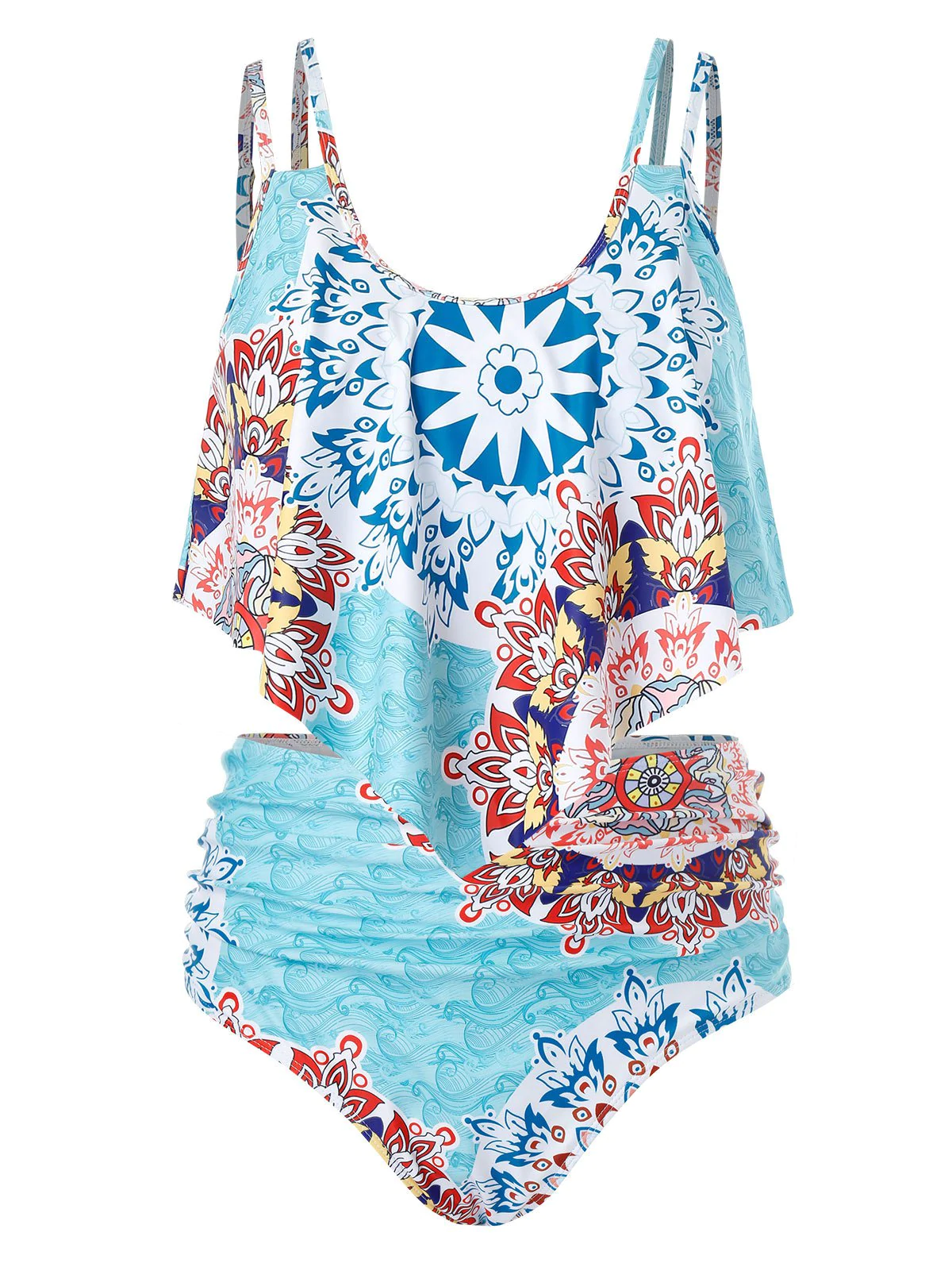 Plus Size Printed Cami Tankini Swimsuit