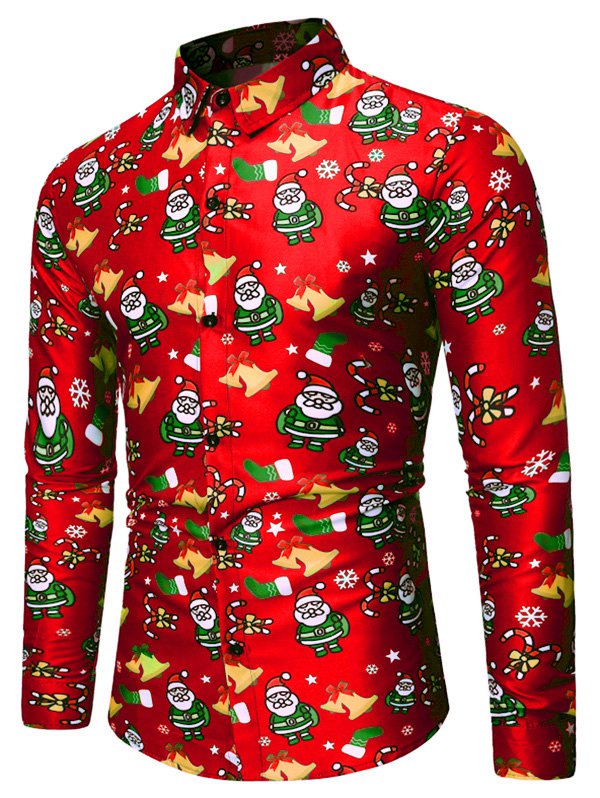 Santa Claus Bell Pattern Long Sleeves Shirt