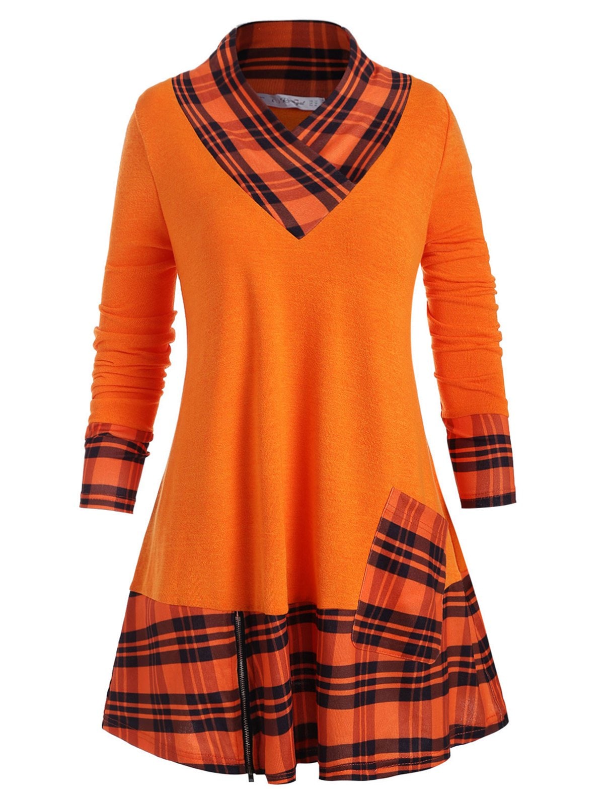 Plus Size Plaid Flounced Knitwear