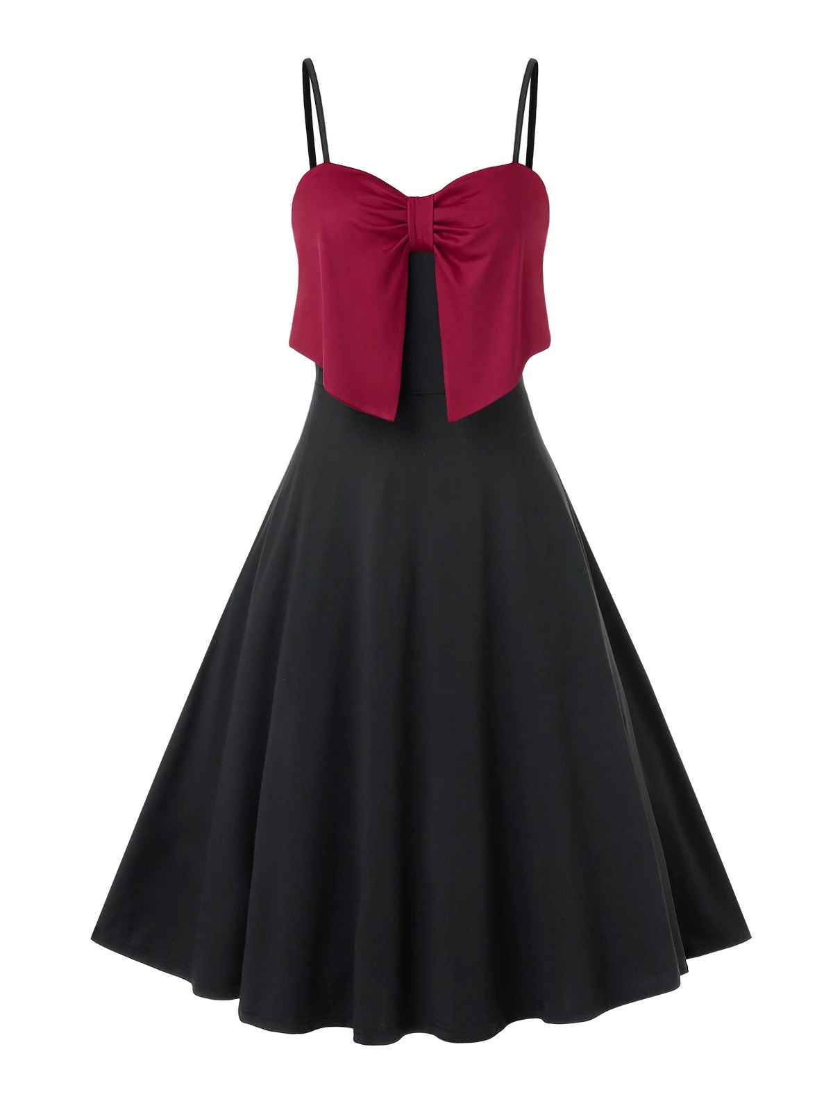 Plus Size Two Tone Bowknot Cami Party Dress