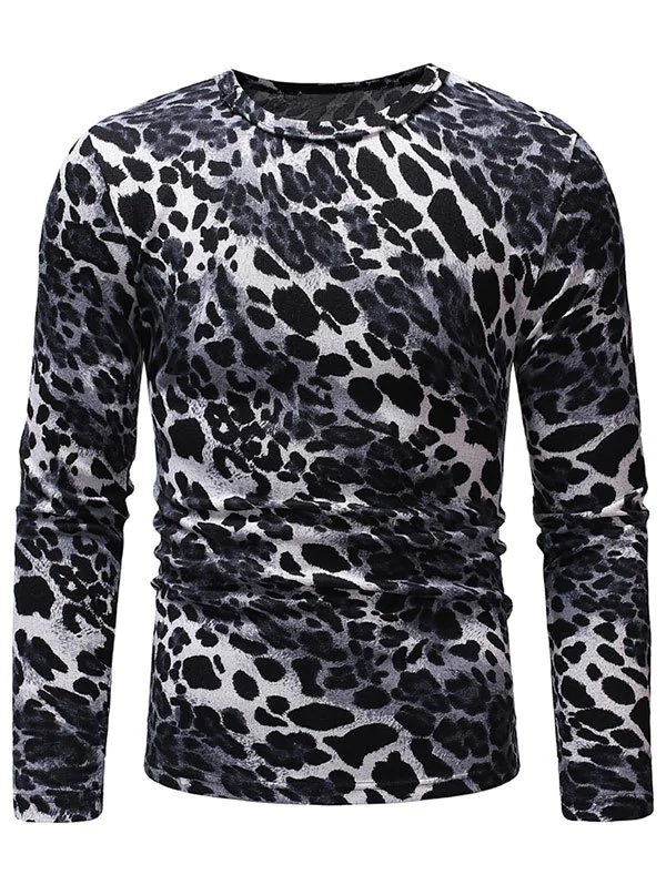 Leopard Pattern Long Sleeves T-shirt