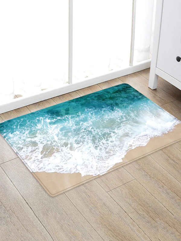 Beach Waves Pattern Floor Rug