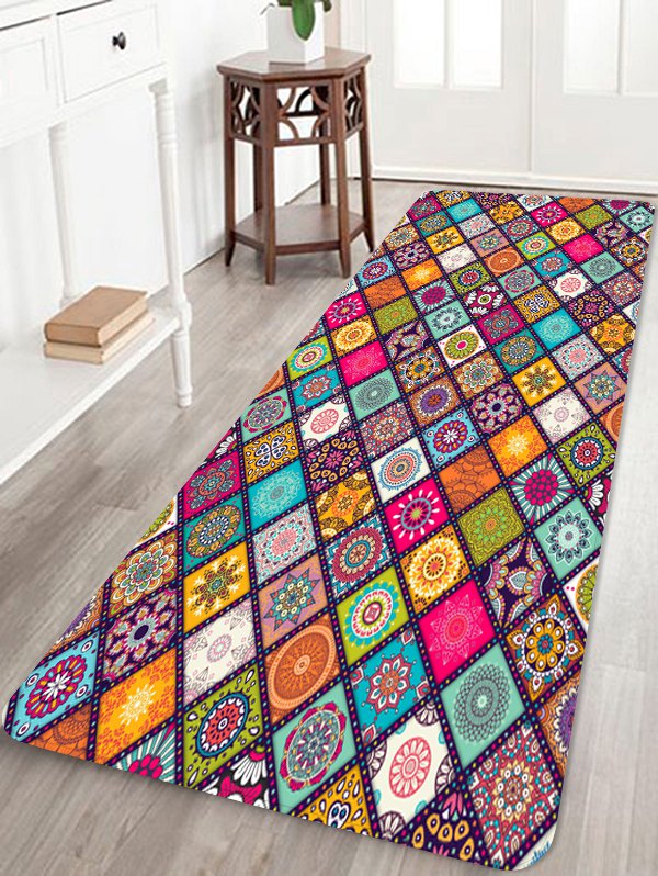 Bohemian Grid Pattern Water Absorption Area Rug