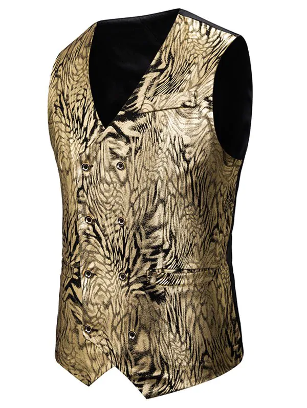 Gilding Animal Pattern Double Breasted Casual Vest