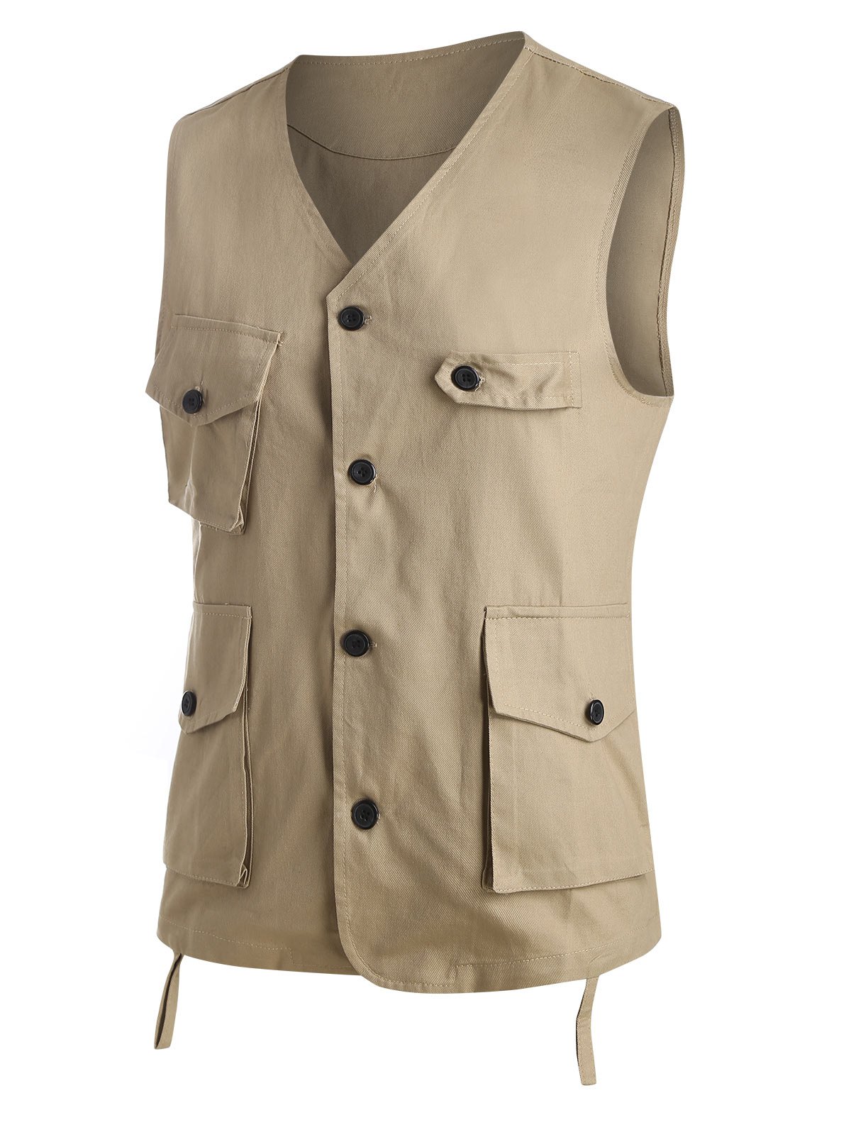 Pure Color Button Up Fisher Vest