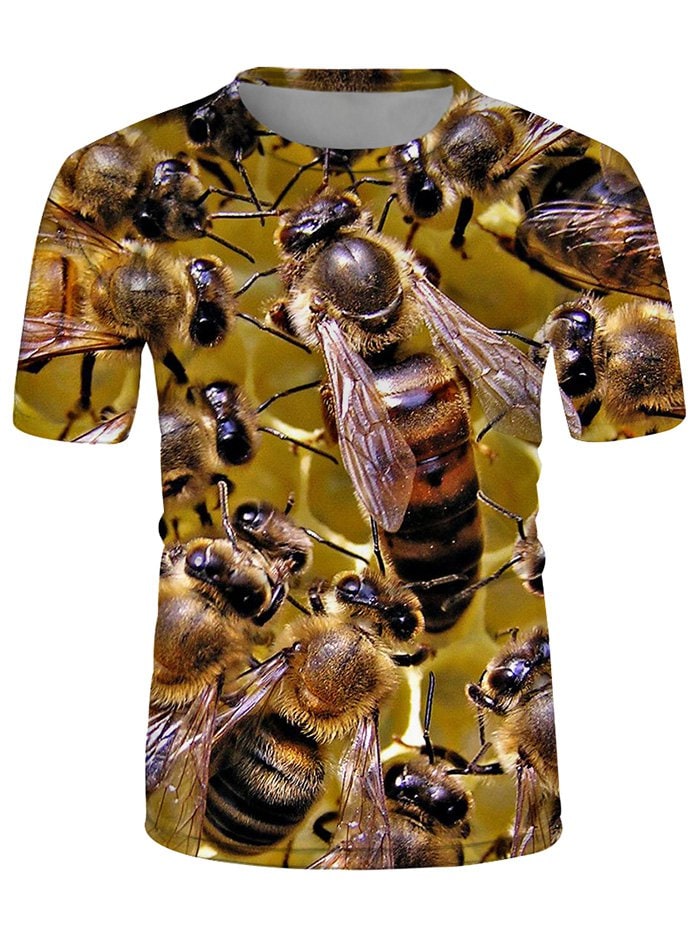 3D Bees Printed Short Sleeves Tee