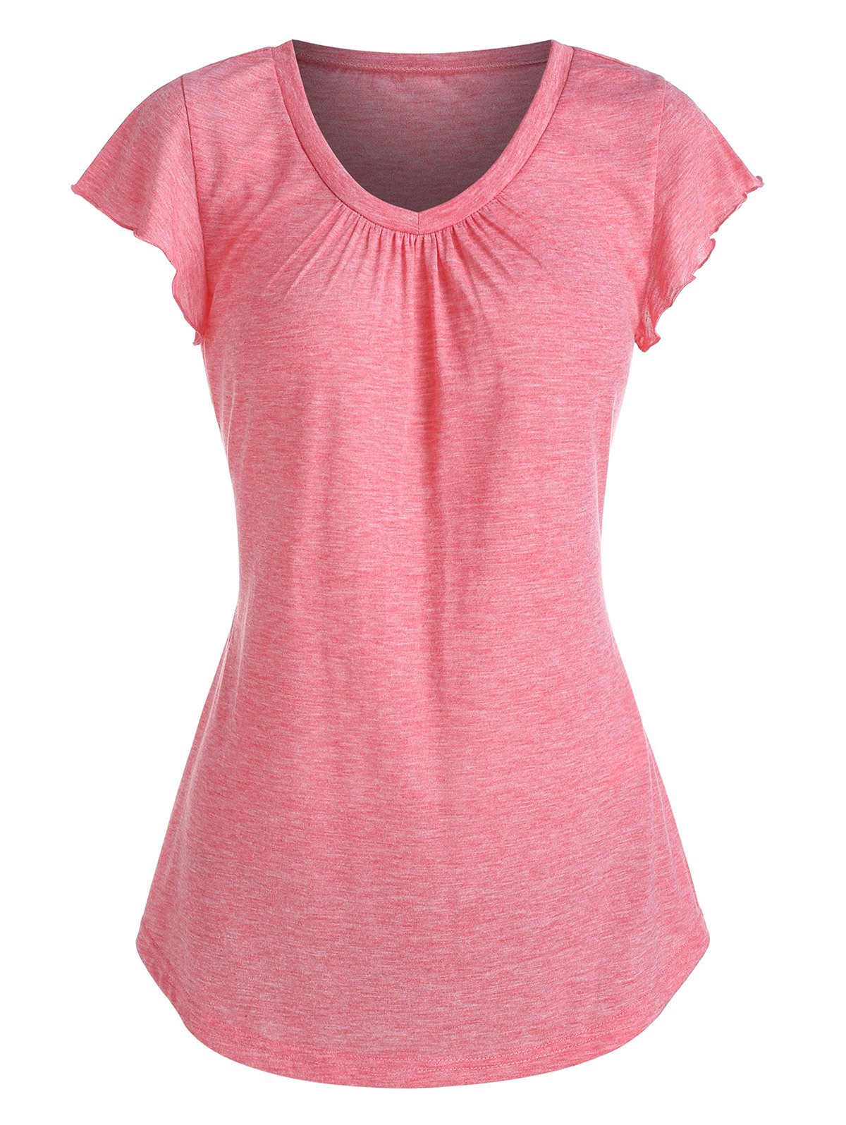 Curved Hem Heathered Casual T-shirt