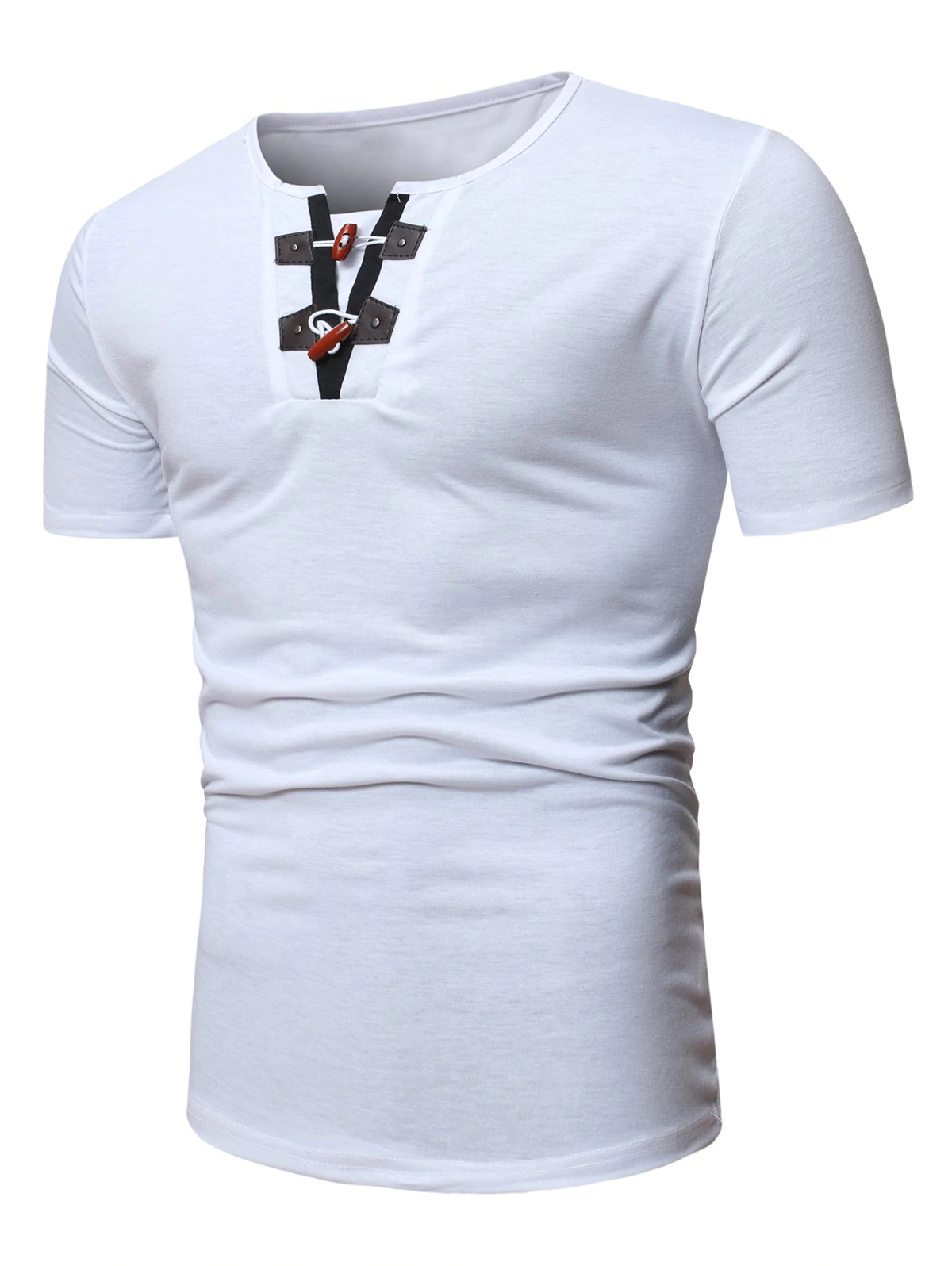 Half Horn Button Casual Short Sleeve T Shirt