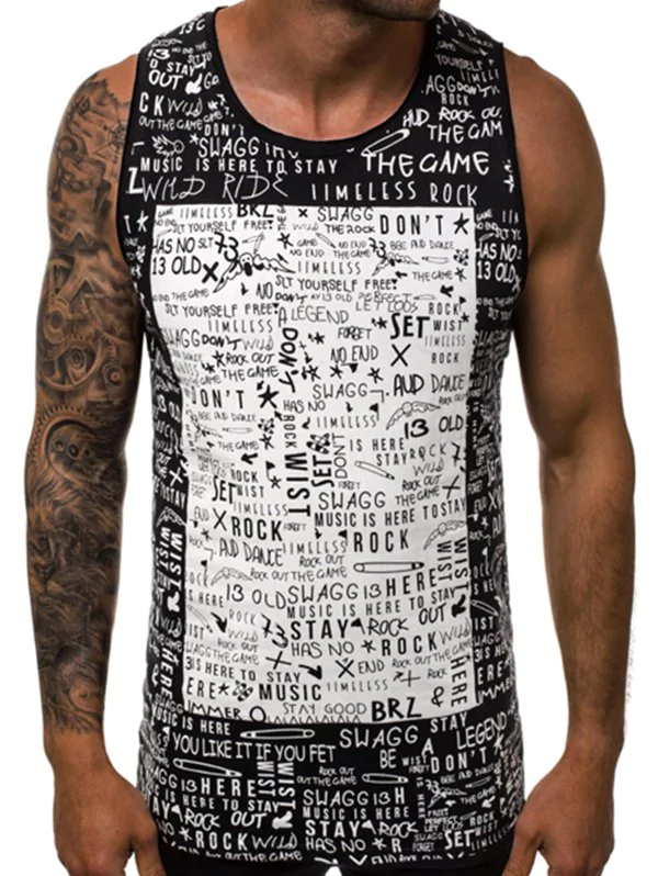 Letter Graffiti Square Graphic Casual Tank Top