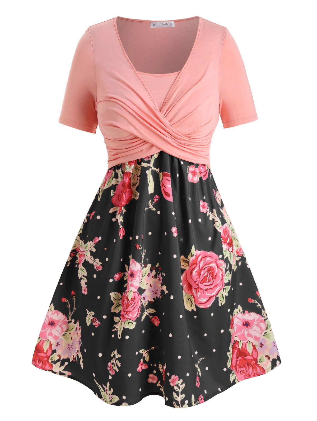 Plus Size Crossover Floral Print Dress