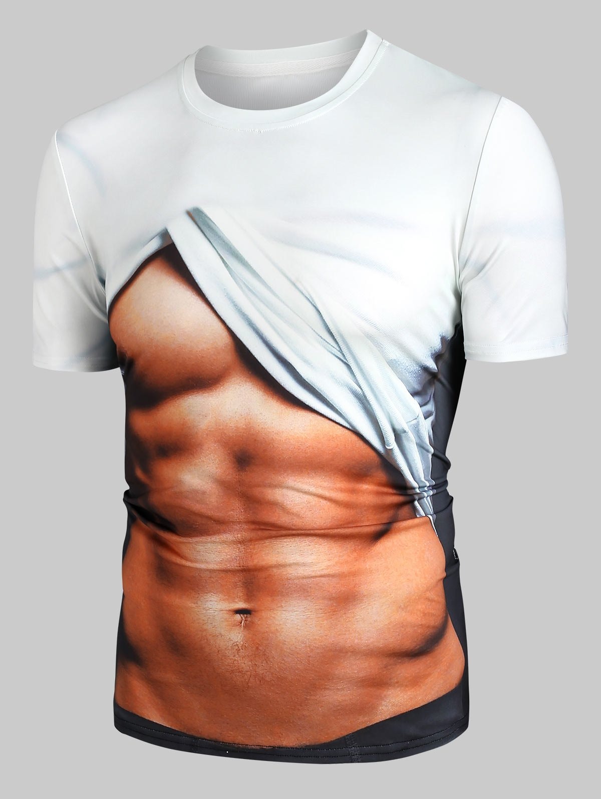 Naked Belly 3D Print Round Neck T-shirt