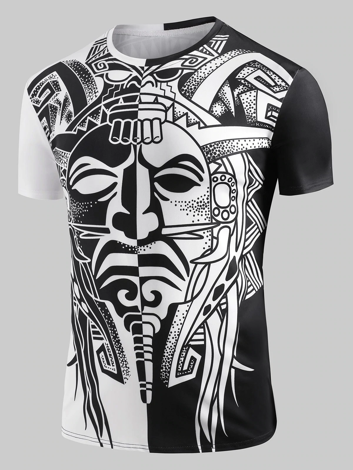 Ying and Yang Aztec Totem Graphic T-shirt