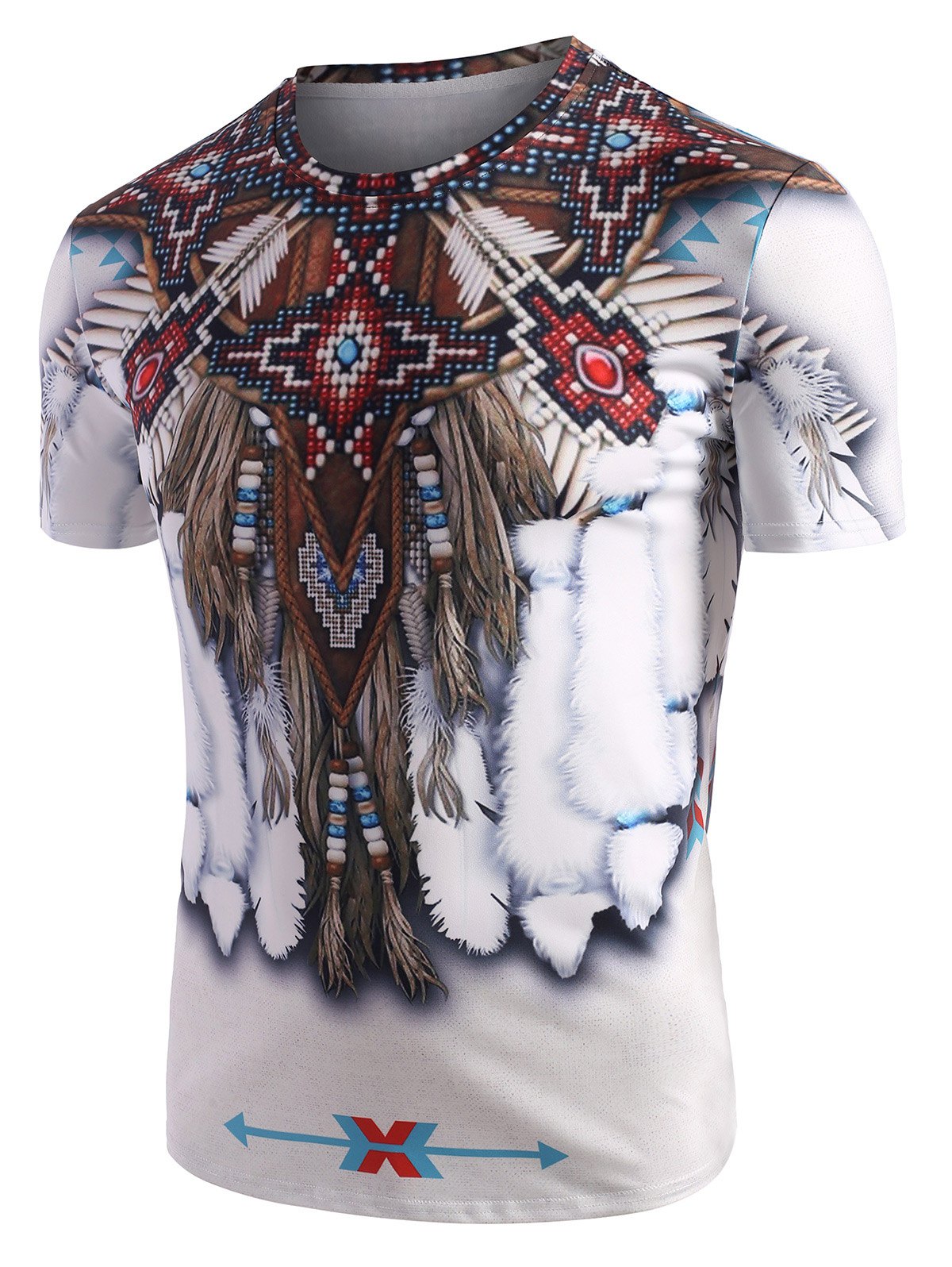 Tribal Indian Graphic Pattern Short Sleeve T Shirt