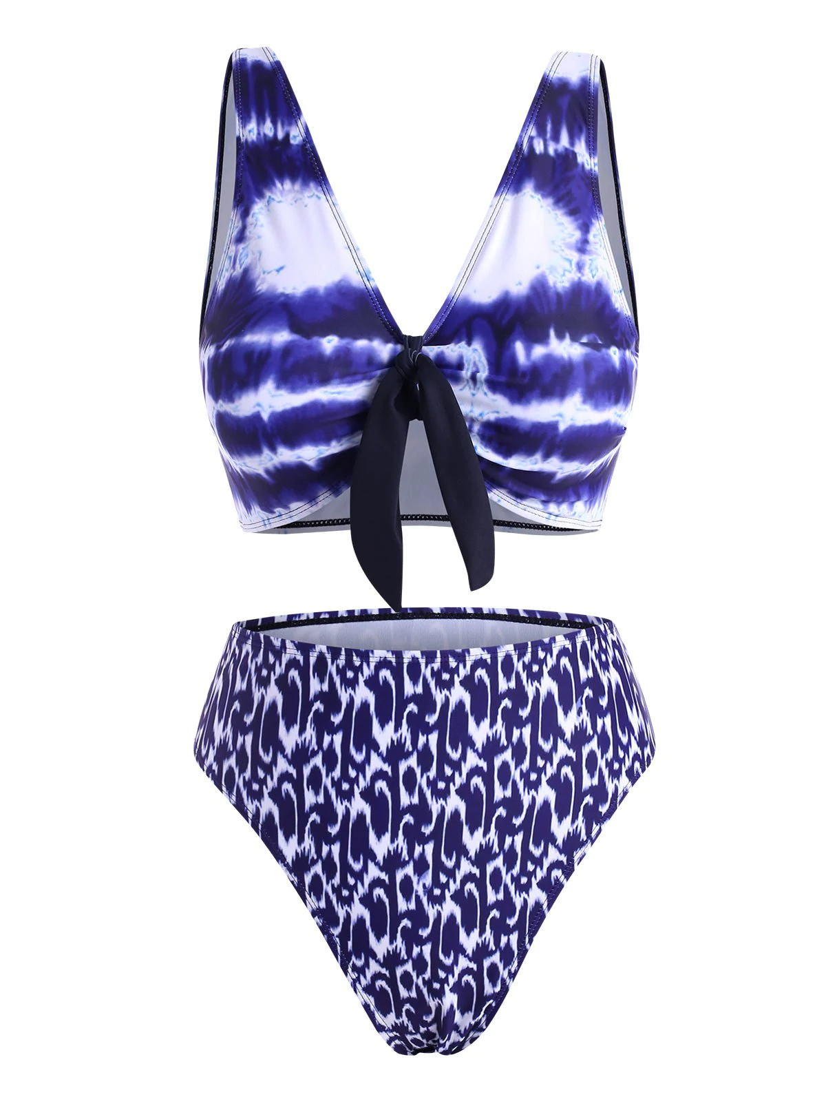 Knot Tie Dye Ombre High Cut Bikini Swimwear