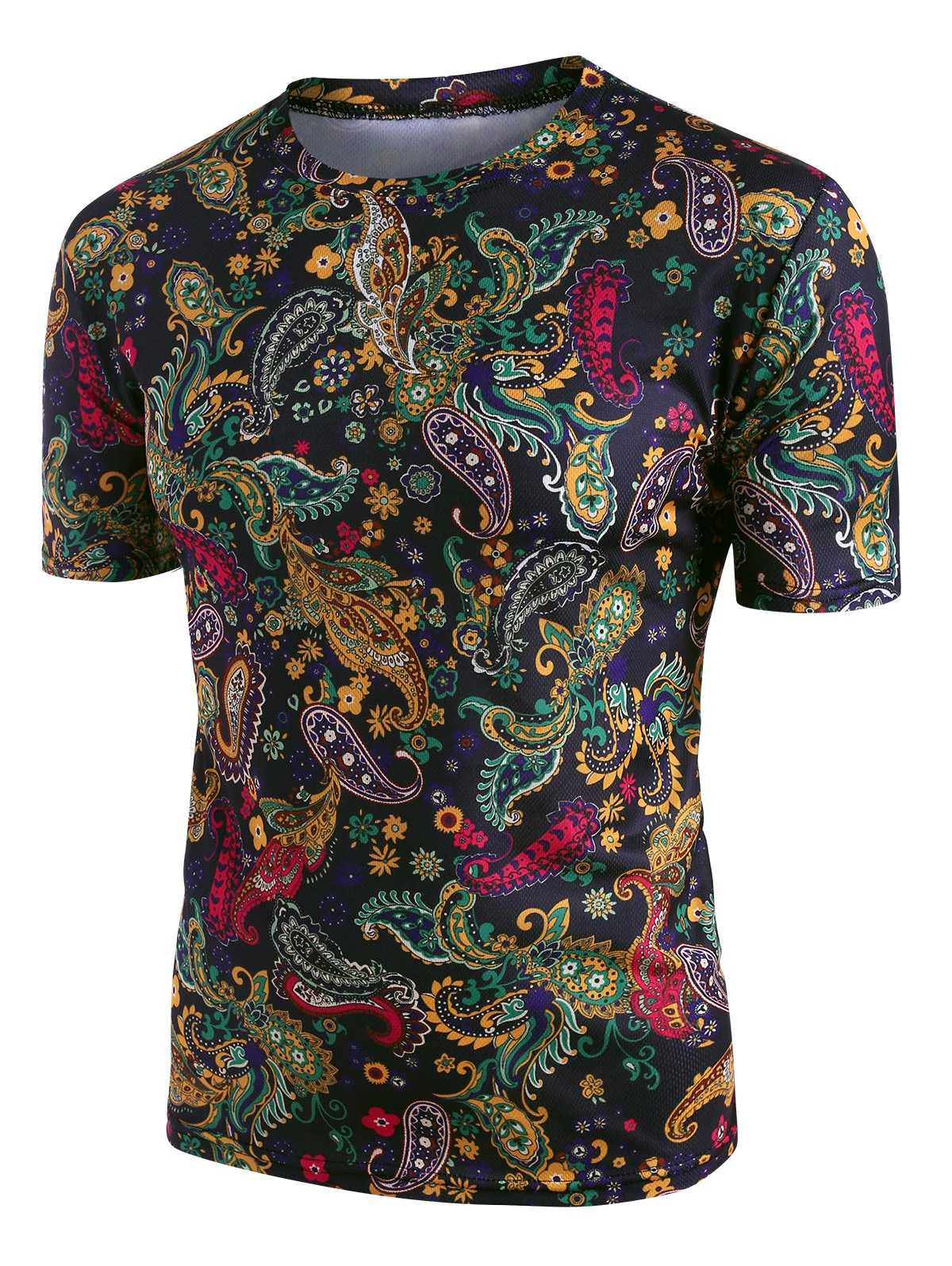 Paisley Print Vintage Crew Neck T Shirt