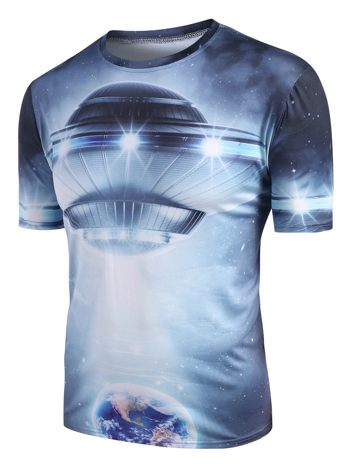 Alien Spaceship Graphic Crew Neck Short Sleeve Tee