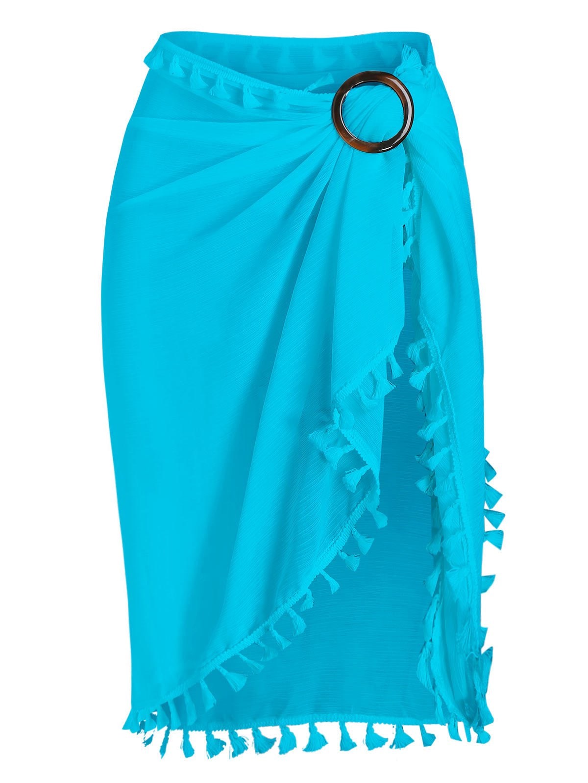 Tassel See Thru Wrap Sarong Cover Up Skirt