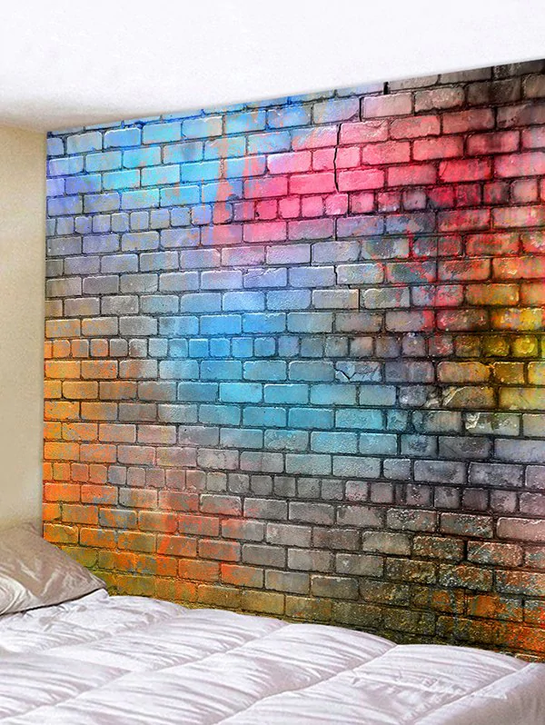 Colorful Brick Wall Printed Tapestry Wall Hanging Art Decoration