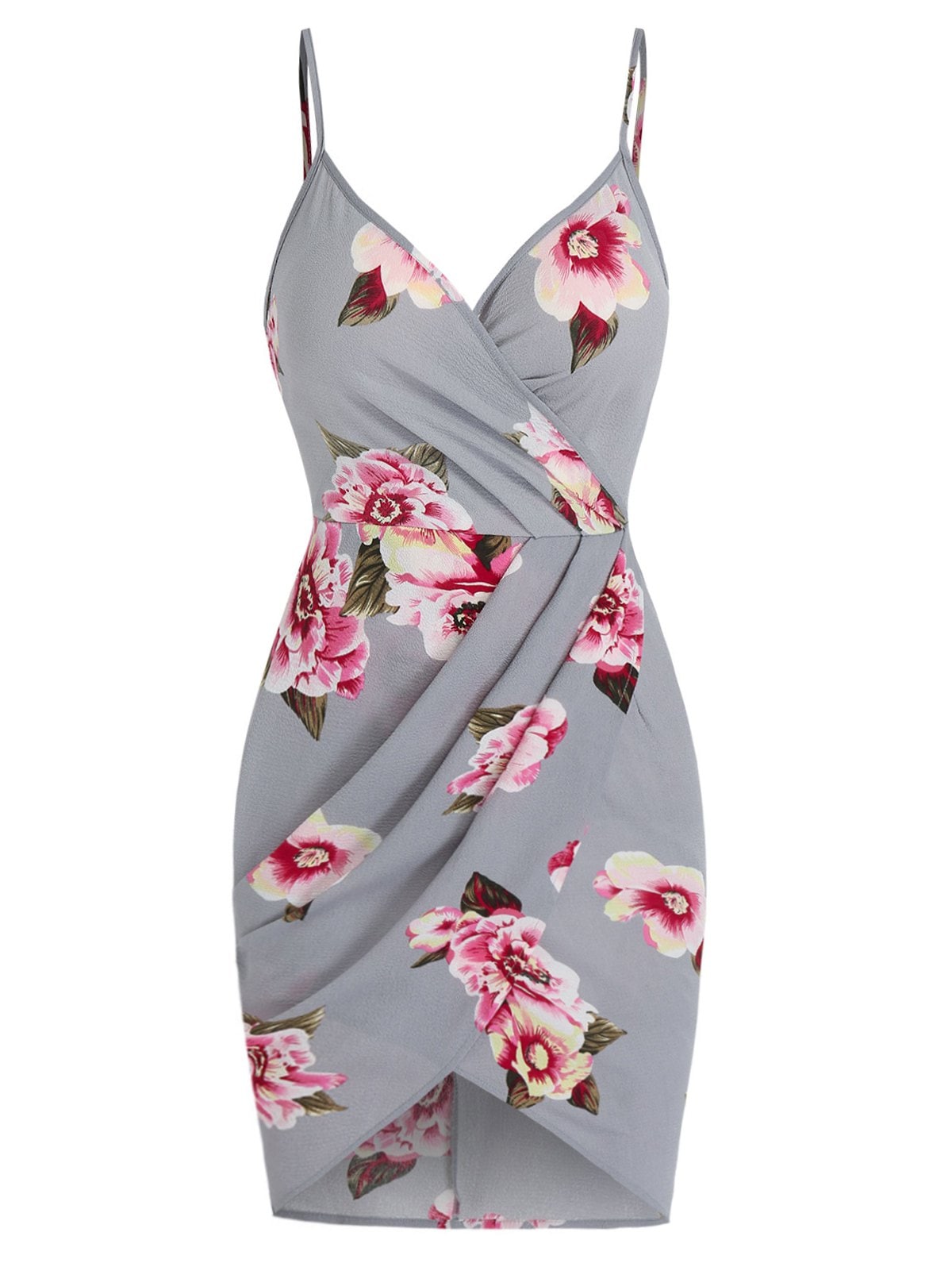 Flower Print Spaghetti Strap Tulip Dress