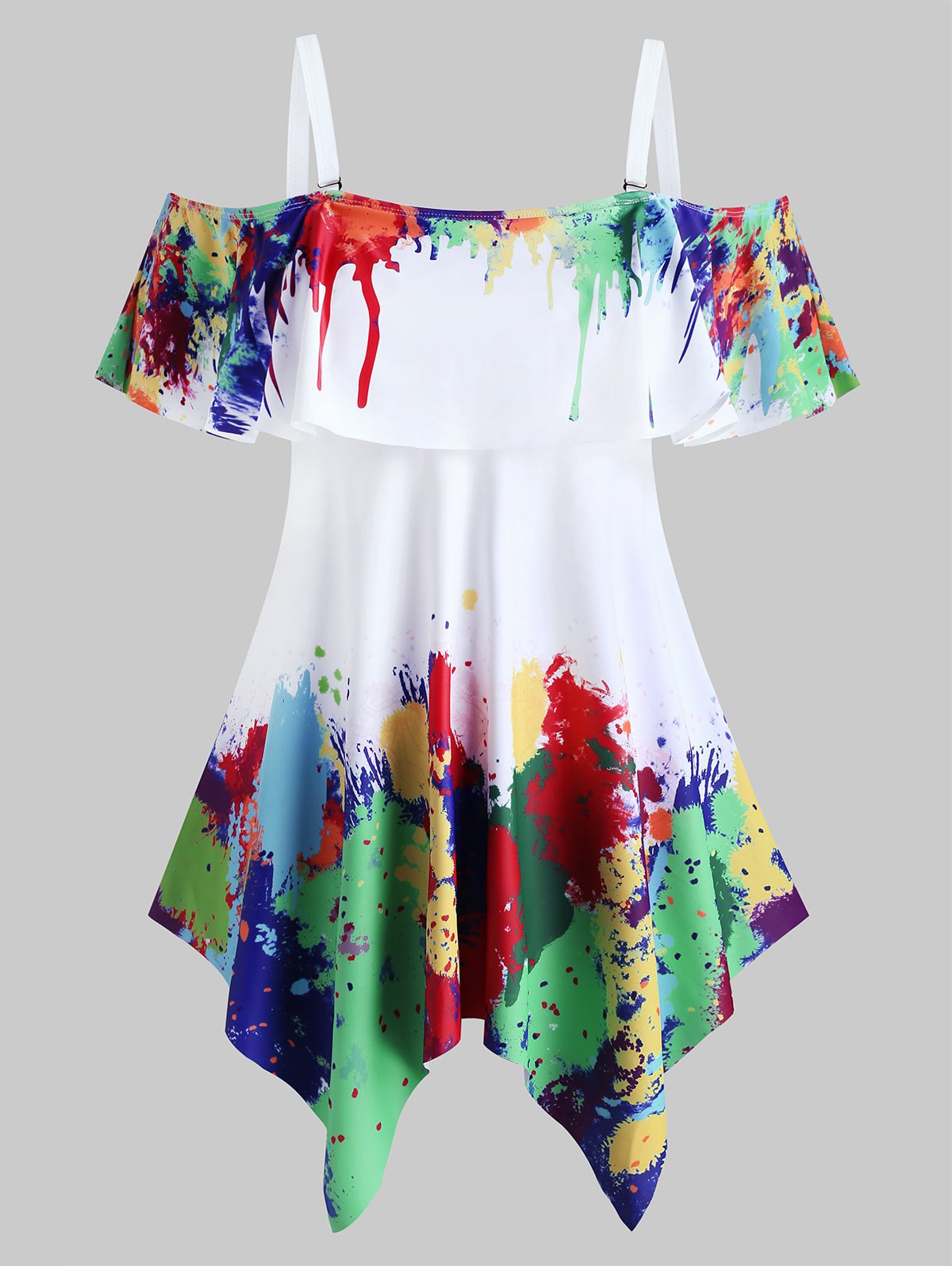 Plus Size Splatter Paint Handkerchief Two Piece Swimwear