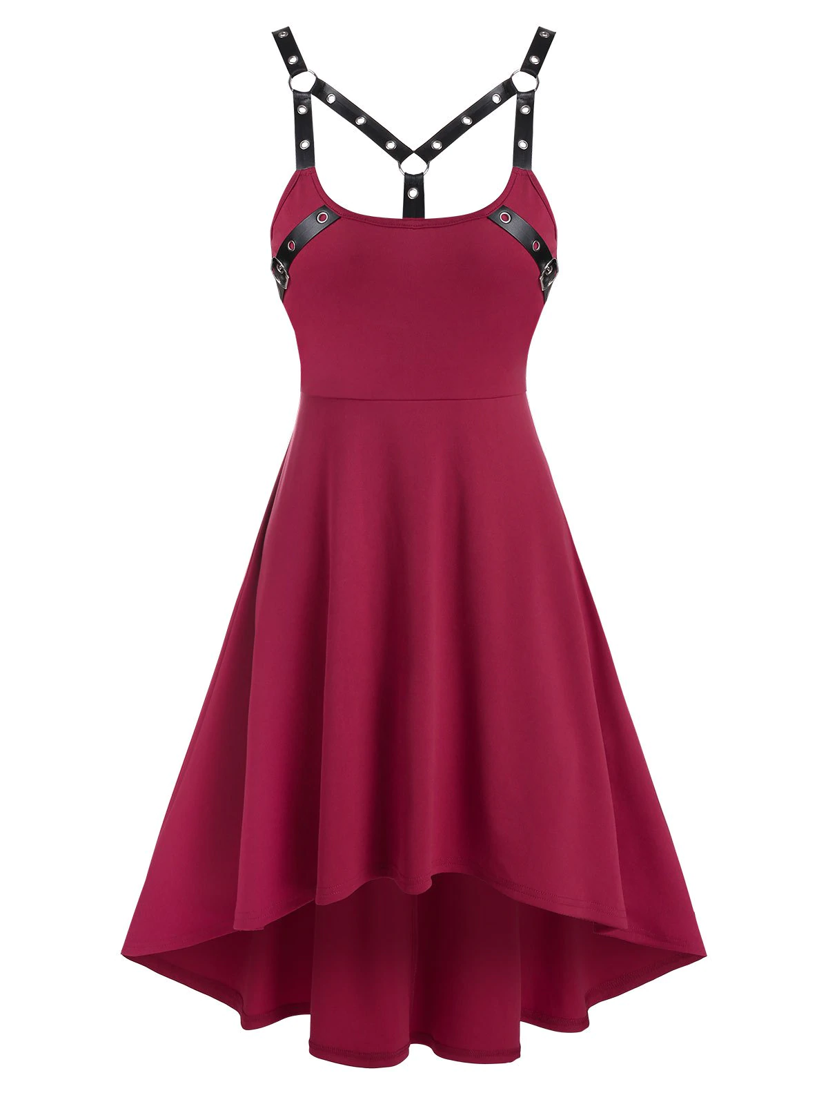 Harness Insert Sleeveless High Low Gothic Dress