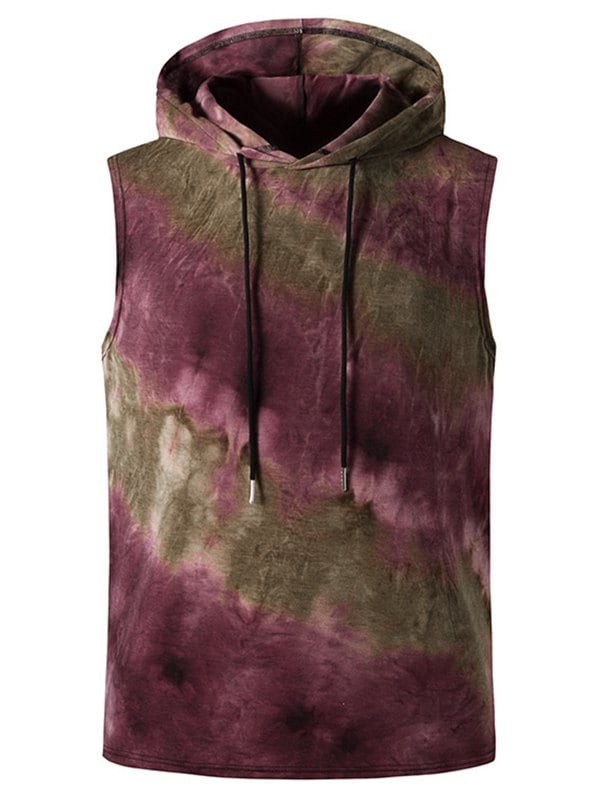 Tie Dye Hooded Drawstring Tank Top